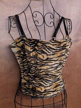 Guess Tiger-Print Faux Fur Camisole - Yellow & Black